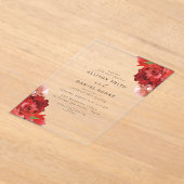 Red & Pink Floral Elegant Wedding Acryl Uitnodigingen (Laagn)