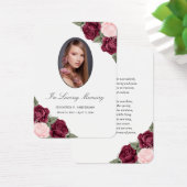 Red Pink Floral Funeral Kaart (Bureau)
