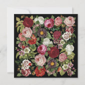 Red Pink Floral Greenery Black Rehearsal Dinner Kaart (Achterkant)