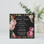 Red Pink Floral Greenery Black Vrijgezellenfeest P Kaart (Staand voorkant)