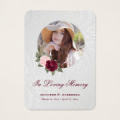 Red Pink Floral Memorial Funeral Prayer Kaart (Voorkant)