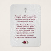 Red Pink Floral Memorial Funeral Prayer Kaart (Achterkant)