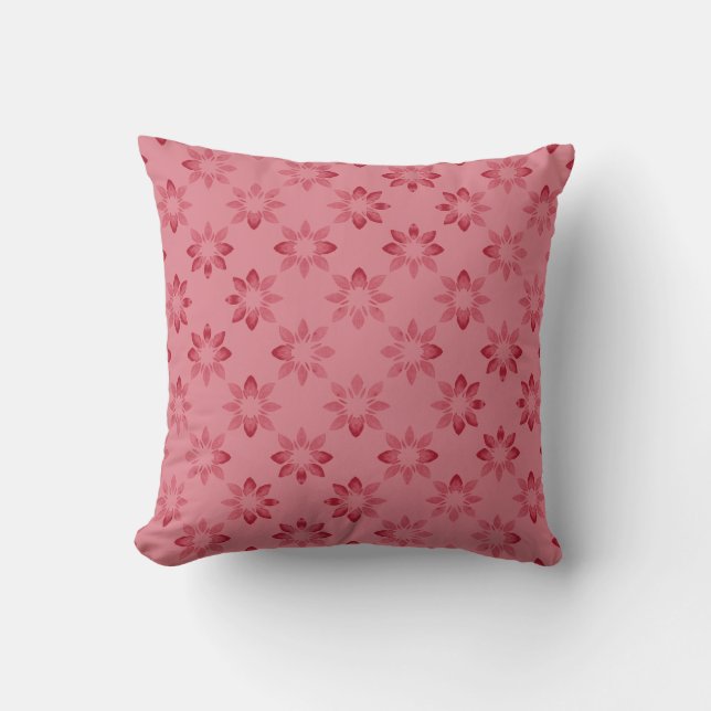 Red Pink Floral Pattern Kussen (Voorkant)