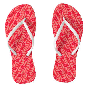 Red Pink Floral Pattern Teenslippers