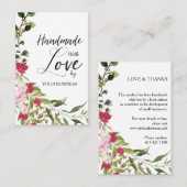 Red & Pink Floral Wreath Handmade with Love Quote Visitekaartje (Voorkant / Achterkant)