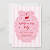 Red Pink Girly Coquette Bow Galentine's Day Party Kaart (Voorkant)