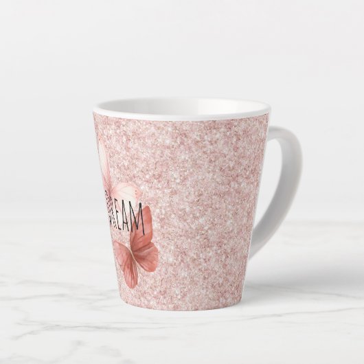 Red Pink Glitter Butterflies Latte Mok (Rechterhoek)
