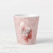 Red Pink Glitter Butterflies Latte Mok (Voorkant)