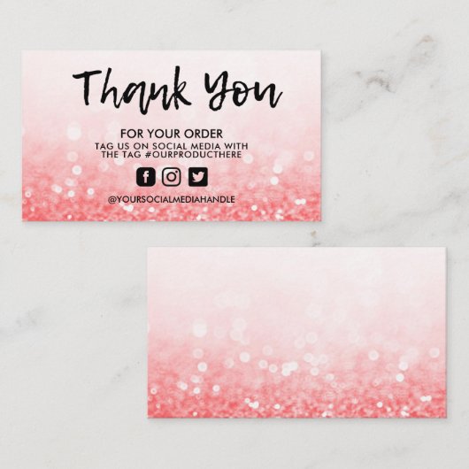 Red Pink Glitter Trendy Salon Dank u Visitekaartje (Voorkant / Achterkant)