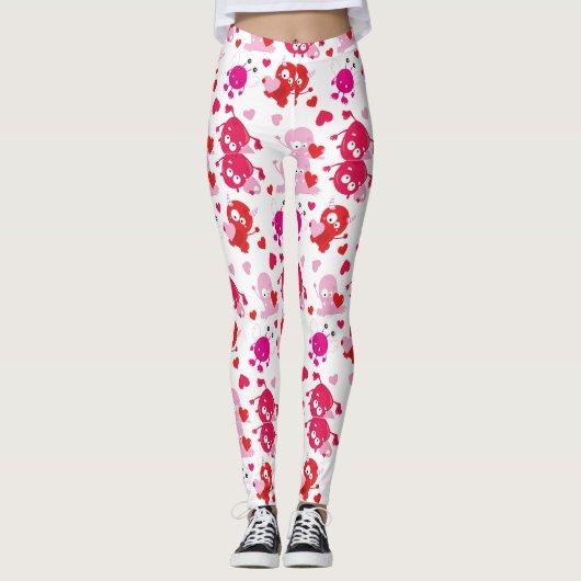 Red Pink Gnome Kerstmis Leggings (Voorkant)