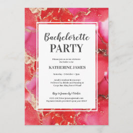 Red Pink Gold Bachelorette Kaart
