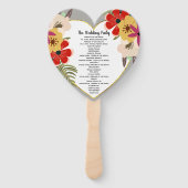 Red Pink Gold Boho Floral Wedding Program Fan Handwaaier (Achterkant)