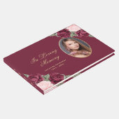 Red Pink Gold Floral Foto Memorial Gastenboek (Hoek)