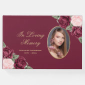 Red Pink Gold Floral Foto Memorial Gastenboek (Voorkant)