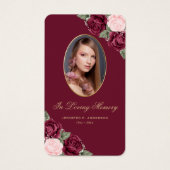 Red Pink Gold Floral Funeral Prayer Kaart (Voorkant)