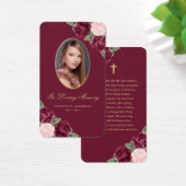 Red Pink Gold Floral Funeral Prayer Kaart (Bureau)