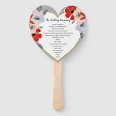 Red Pink Gold Floral Wedding Program Fan Handwaaier (Voorkant)