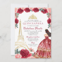 Red Pink Gold Tiara Paris Quinceañera