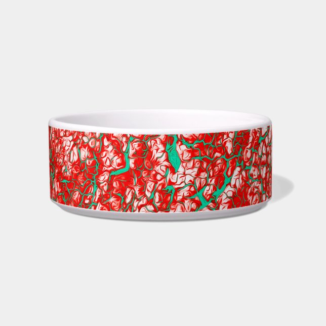 Red Pink Green Abstract Patroon Voerbakje (Links)