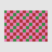 Red Pink Green Checkered Pattern Design  Tissuepapier (Voorkant)