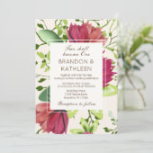 Red Pink Green Clover Floral Christelijk bruiloft Kaart (Staand voorkant)