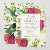 Red Pink Green Clover Floral Christelijk bruiloft Kaart (Voorkant / Achterkant)