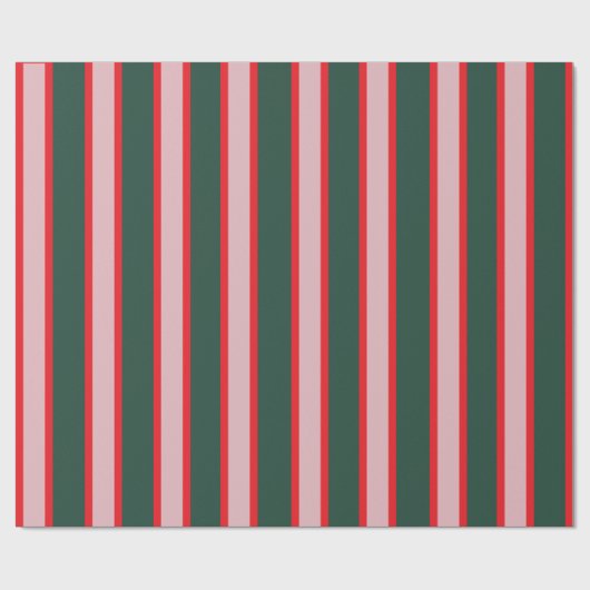 Red, Pink & Green Stripe Cadeaupapier (Vlak)