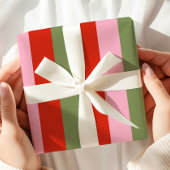 Red Pink Green Stripes Cadeaupapier