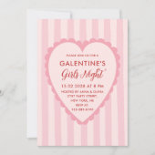 Red Pink Hand Drawn Galentine's Girls Night  Party Kaart (Voorkant)