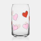 Red & Pink Hand Drawn Hearts Can Glass Blikvorm Glas (Rechts)
