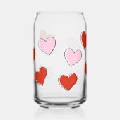 Red & Pink Hand Drawn Hearts Can Glass Blikvorm Glas (Links)