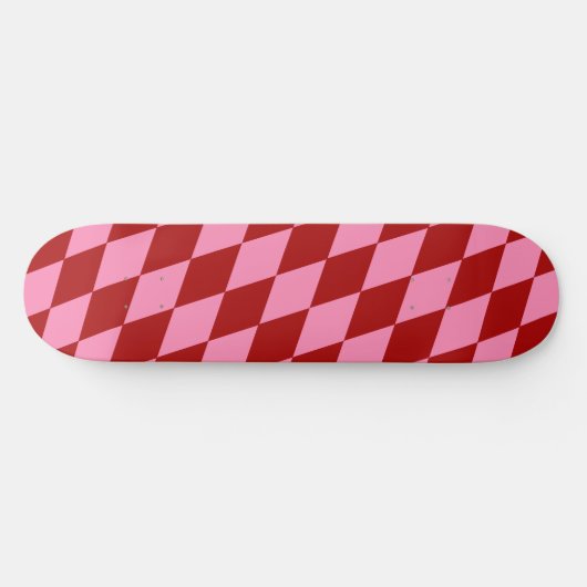 Red Pink Harlequin Checkered Design Persoonlijk Skateboard (Horizontaal)