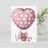 Red pink heart balloon Happy Valentines Day Feestdagenkaart (Staand voorkant)