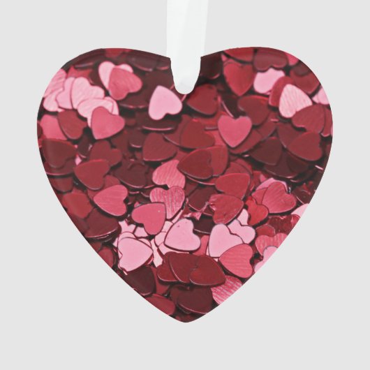 Red Pink Heart Confetti Pattern Valentine's Day Ornament (achterkant)