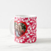 Red & Pink Heart Pattern Two Photo Personalized  Koffiemok (Voorkant links)