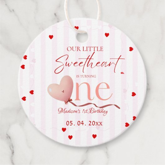Red Pink Heart Valentine's Day Sweetheart Birthday Bedankjes Labels (Voorkant)