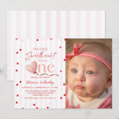 Red Pink Heart Valentine's Day Sweetheart Birthday Kaart (Voorkant / Achterkant)