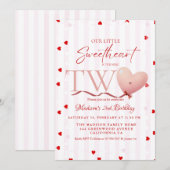 Red Pink Heart Valentine's Day Sweetheart Birthday Kaart (Voorkant / Achterkant)