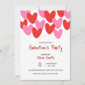 red pink hearts Galentine’s Day invitation, hearts Kaart (Voorkant)