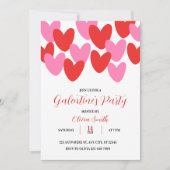 RED PINK HEARTS GALENTINES DAY PARTY INVITATION KAART (Voorkant)