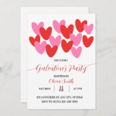 RED PINK HEARTS GALENTINES DAY PARTY INVITATION KAART (Voorkant / Achterkant)