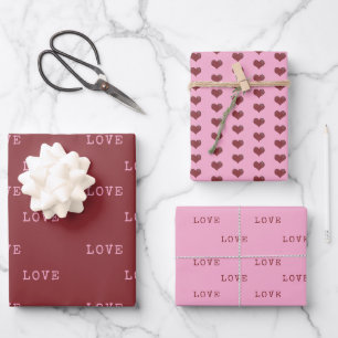Red & Pink Hearts Modern Love Valentijnsdag Inpakpapier Vel