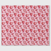 Red Pink Hearts Pattern Drawing Valentijn Day Cadeaupapier (Vlak)