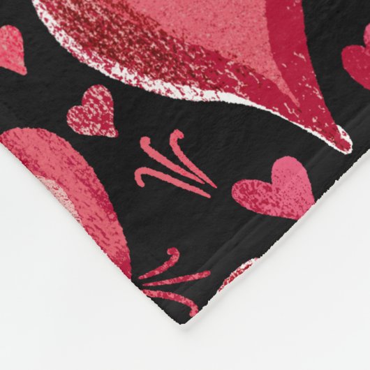 Red Pink Hearts Pattern Drawing Valentijn Day Fleece Deken (Hoek)