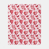 Red Pink Hearts Pattern Drawing Valentijn Day Fleece Deken (Voorkant)