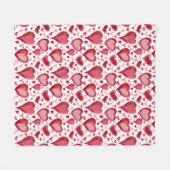 Red Pink Hearts Pattern Drawing Valentijn Day Fleece Deken (Voorkant (Horizontaal))