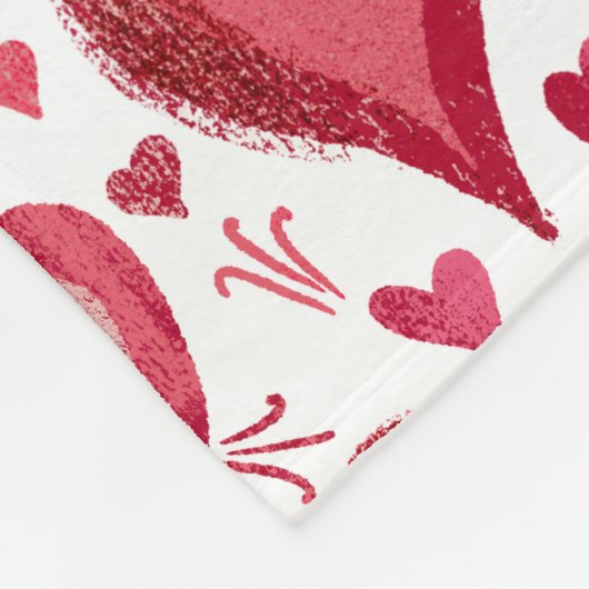 Red Pink Hearts Pattern Drawing Valentijn Day Fleece Deken (Hoek)