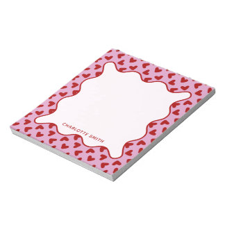 Red Pink Hearts Pattern Valentine Gift Notepad Notitieblok