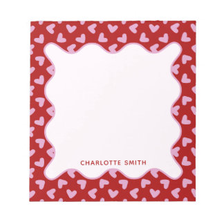 Red Pink Hearts Pattern Valentine Gift Notepad Notitieblok