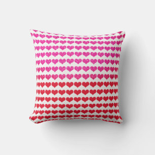 Red Pink Hearts Roos Gold Pattern Ombre 2022 Buitenkussen